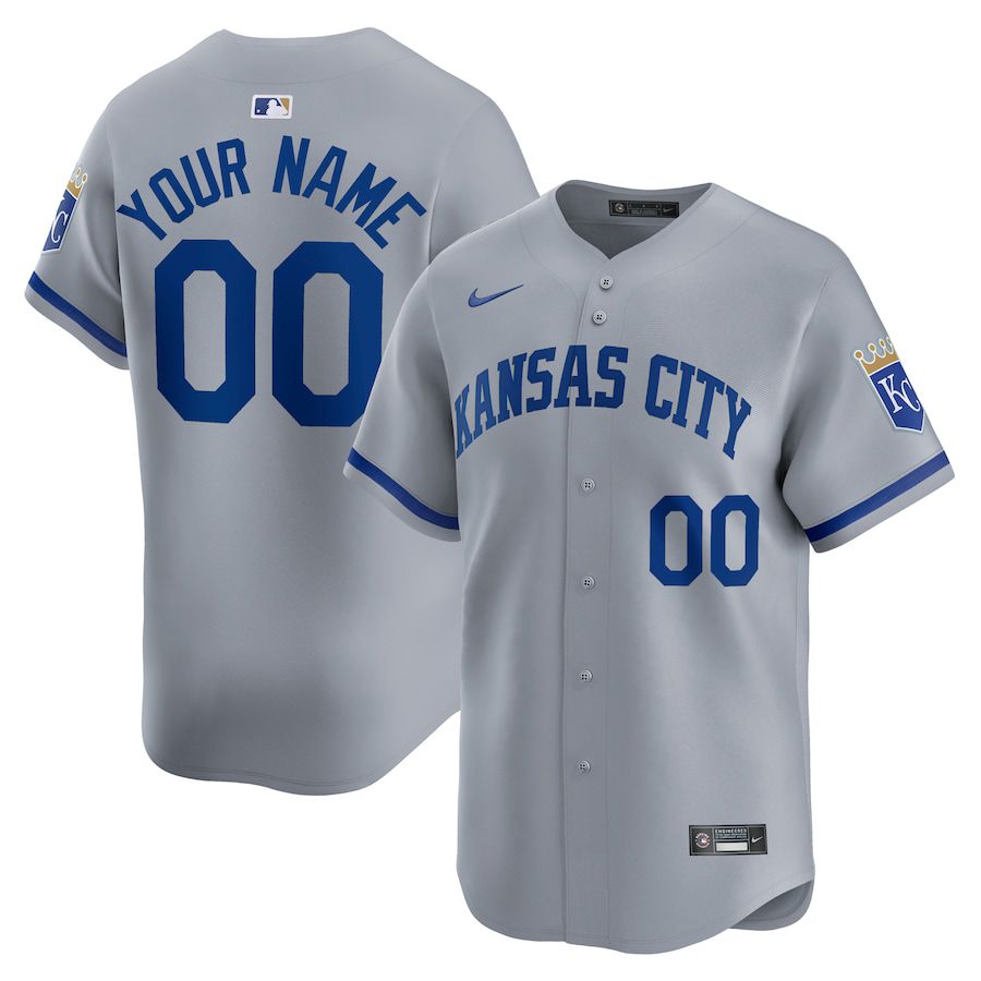 Men Kansas City Royals Nike Gray Away Limited Custom MLB Jersey